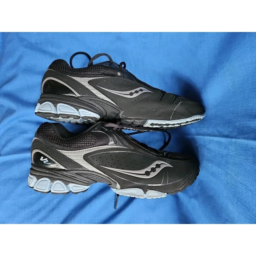 Saucony V2 Grid Running Shoes Triumph Trainers‎ Black Blue Sz 10 EXCELLENT